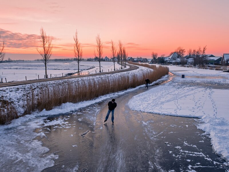People Ice Skating — Pink, Serene