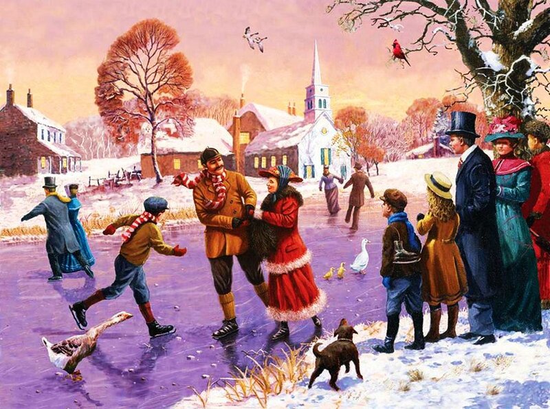 People Ice Skating — Purple