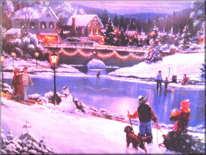 People Ice Skating — White, Festive