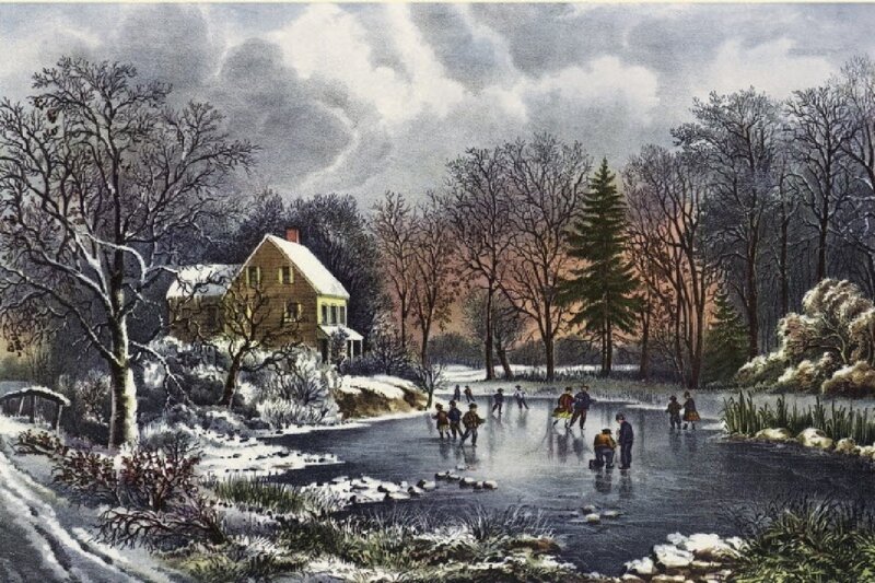 People Ice Skating — White, Peaceful