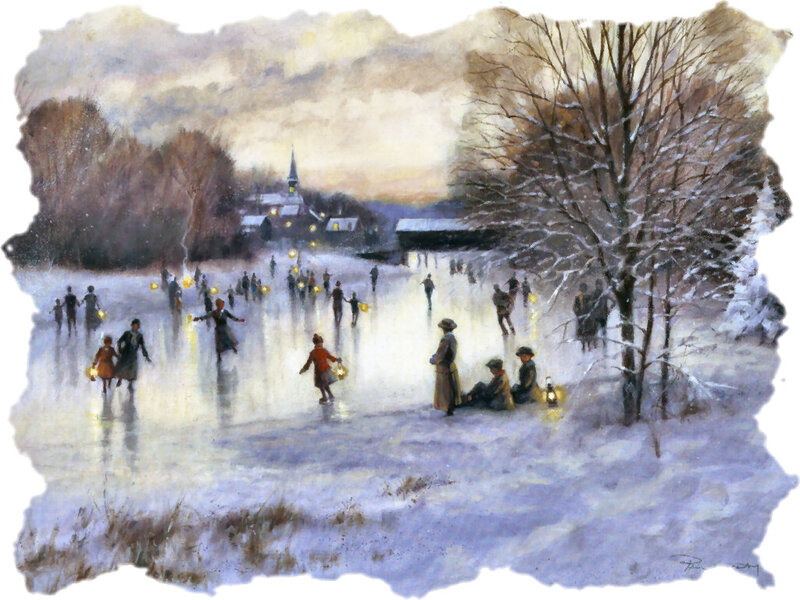People Ice Skating — White