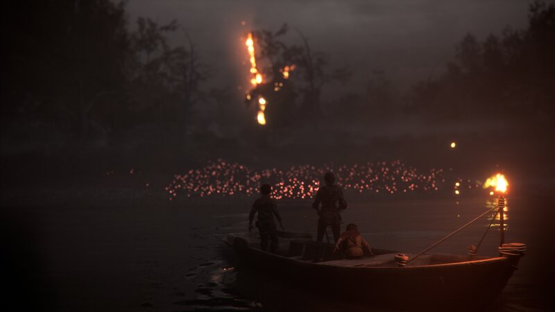 People in a Boat at Night