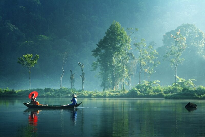 People in a Boat — Green