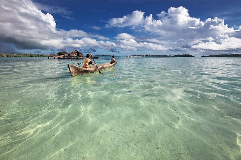 People in a Canoe — Blue