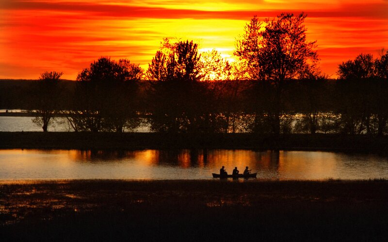 People in a Canoe — Orange, Dramatic