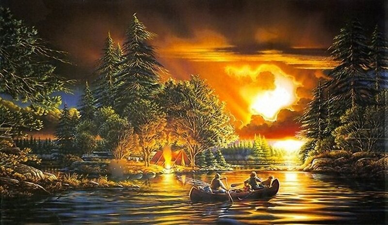 People in a Canoe — Orange