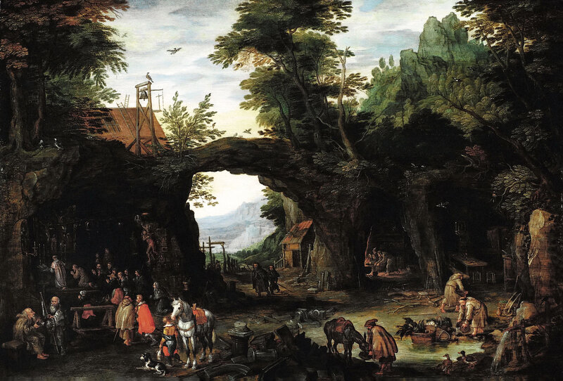 People in a Cave Landscape