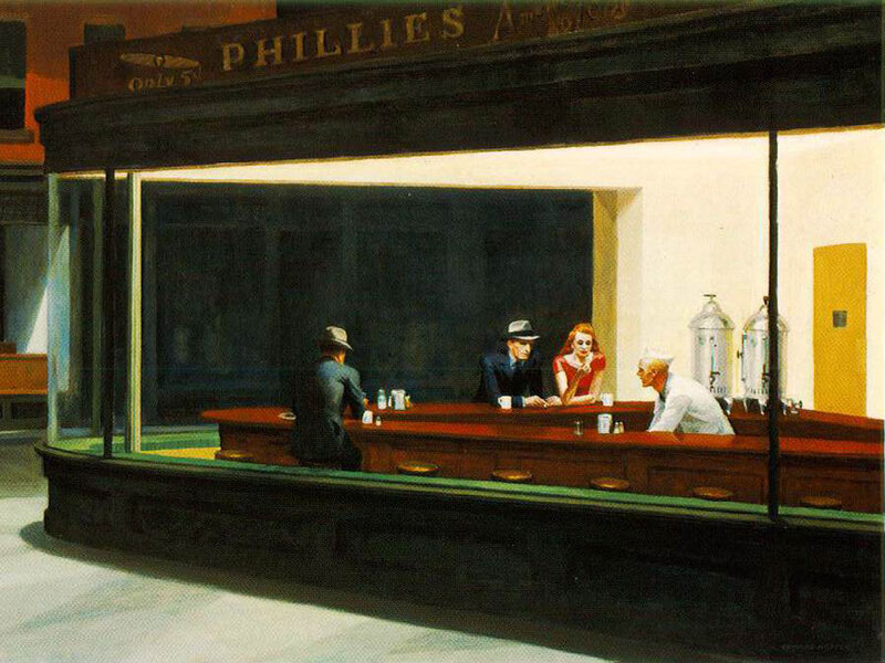 People in a Diner — Yellow, Nocturnal, Night