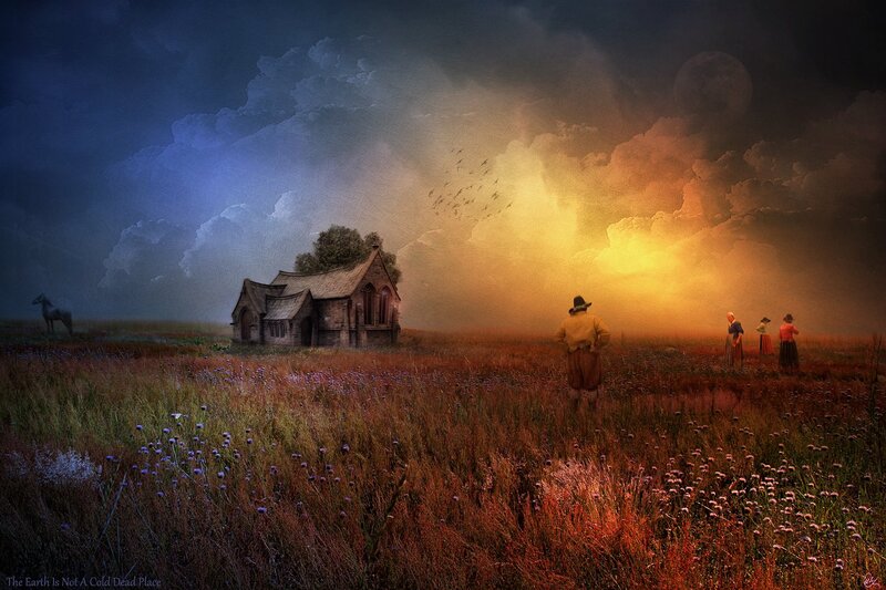 People in a Field — Blue