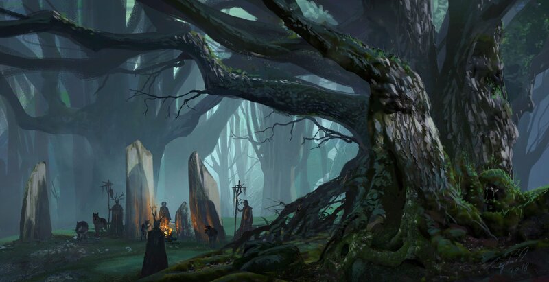 People in a Forest Clearing