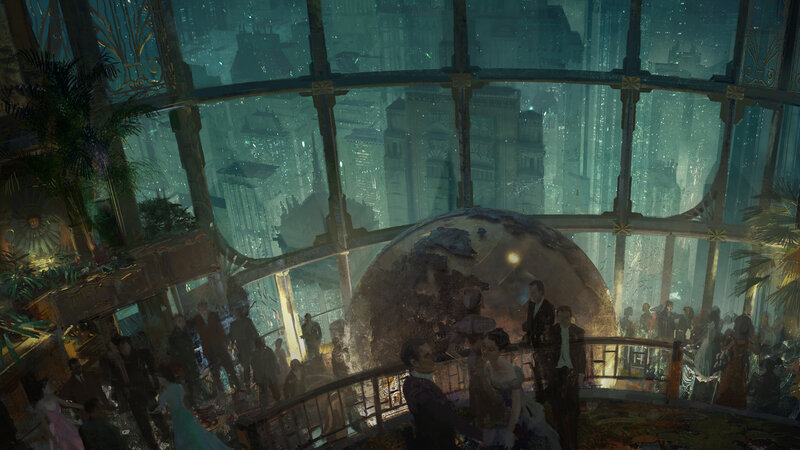 People in a Futuristic City — Green