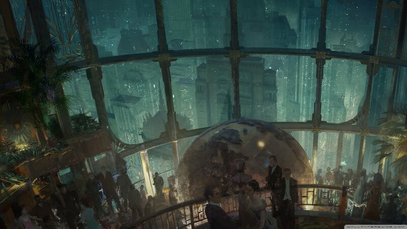 People in a Futuristic Observatory — Green, Dramatic