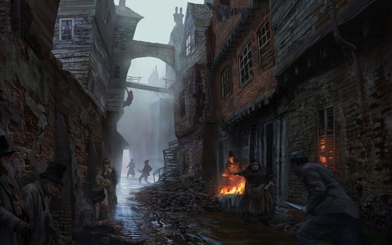 People in a Ruined Alley