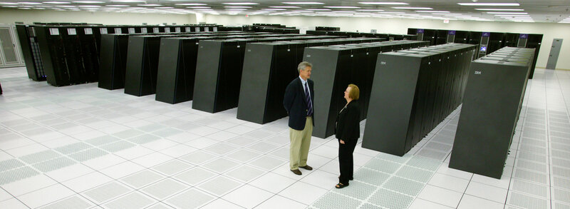 People in a server room