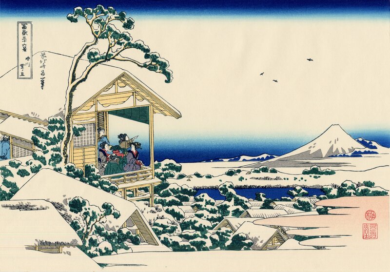 People in a Snow-covered Pavilion