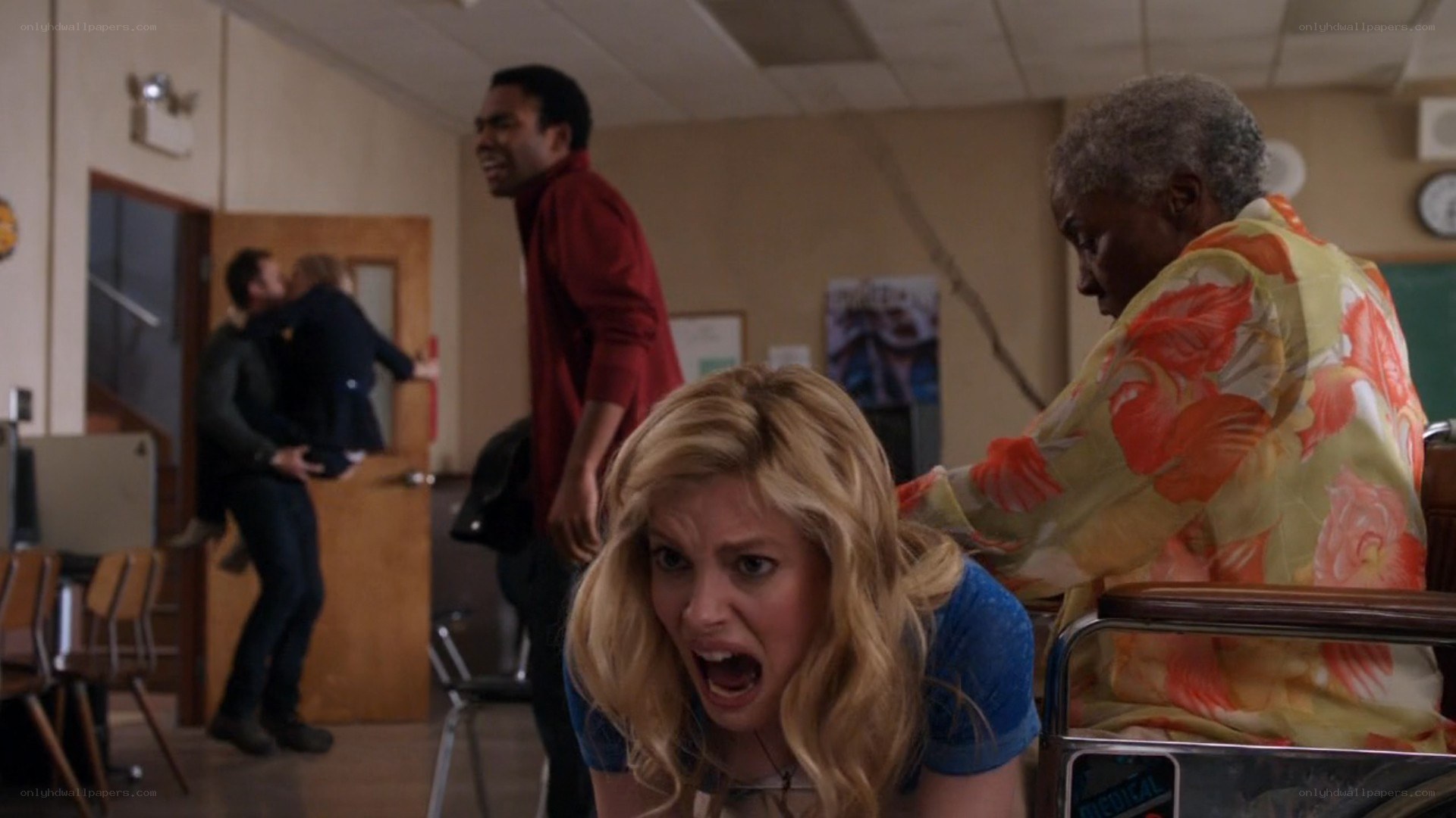 People in a tense classroom scene