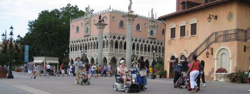 People in a Theme Park Square