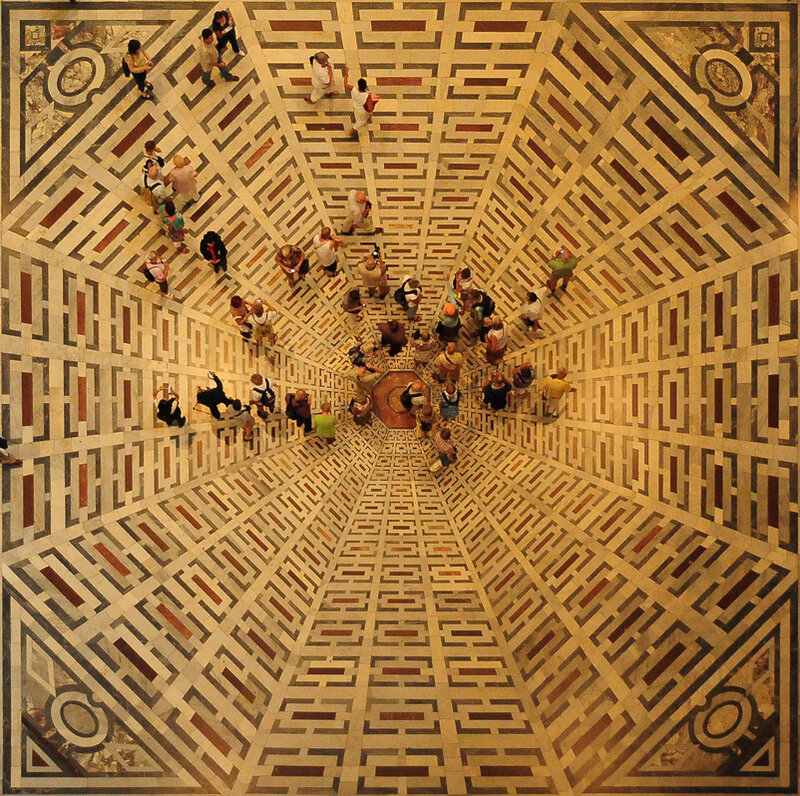 People in a Tiled Hall