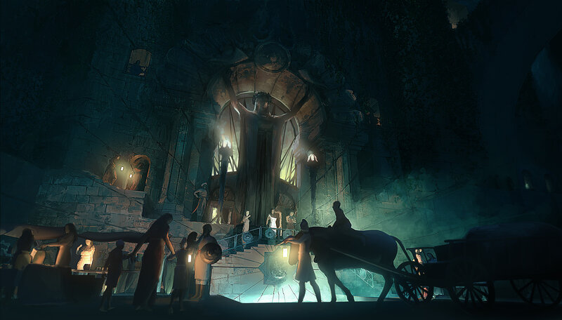 People in Ancient Temple