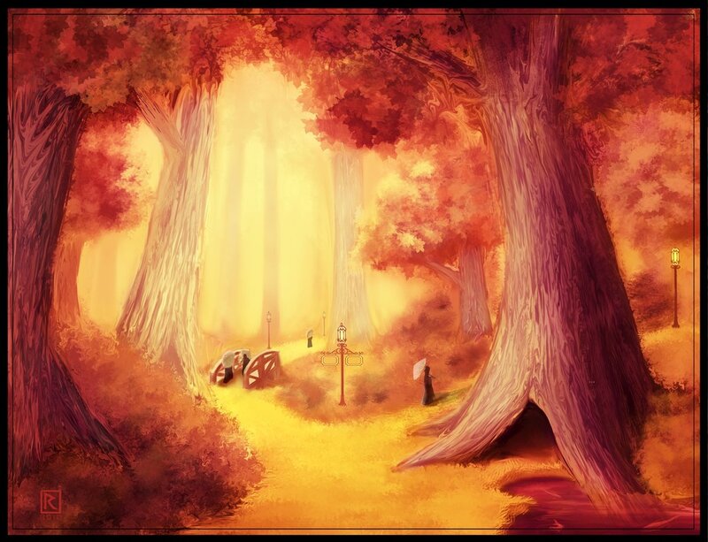 People in Autumn Forest — Orange