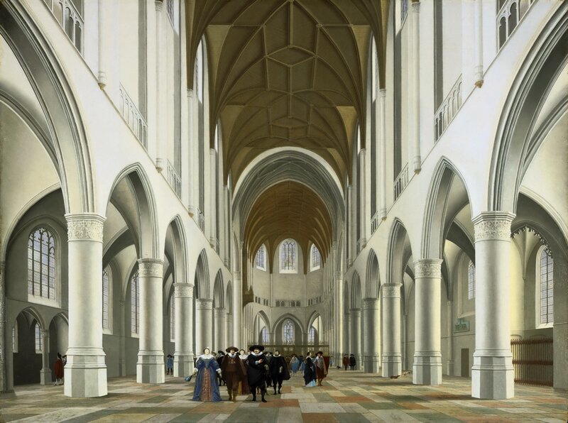 People in Cathedral — White