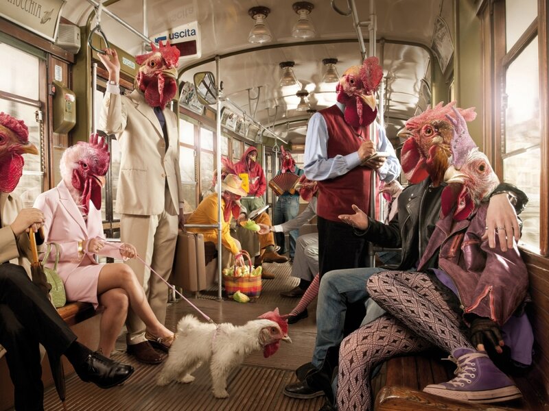 People in Chicken Masks