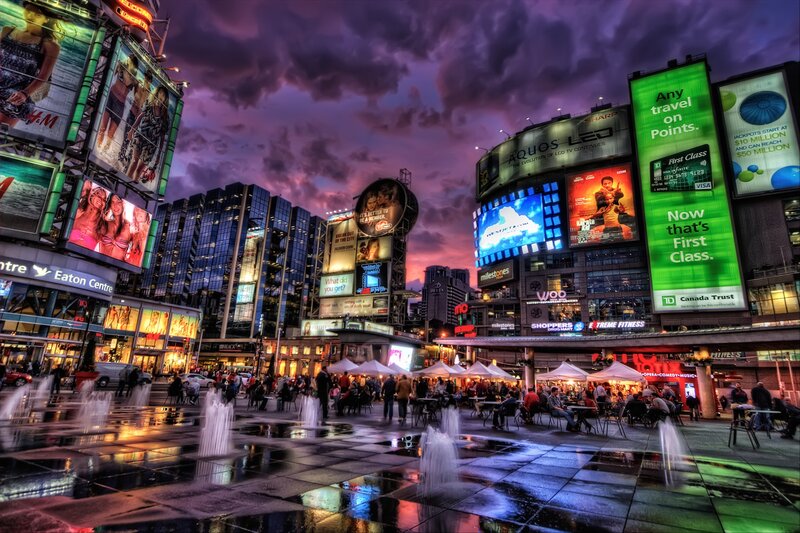 People in City Square — Purple