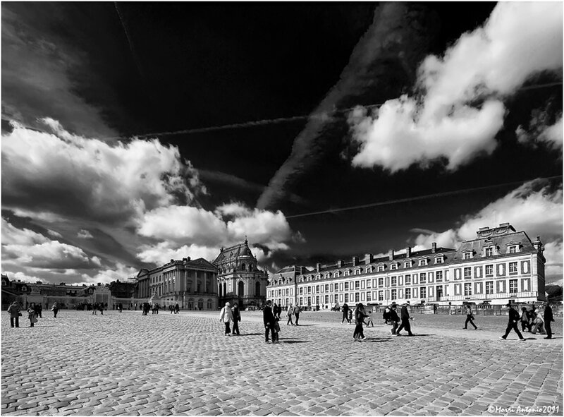 People in Courtyard — Black