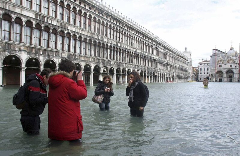 People in Flooded Square