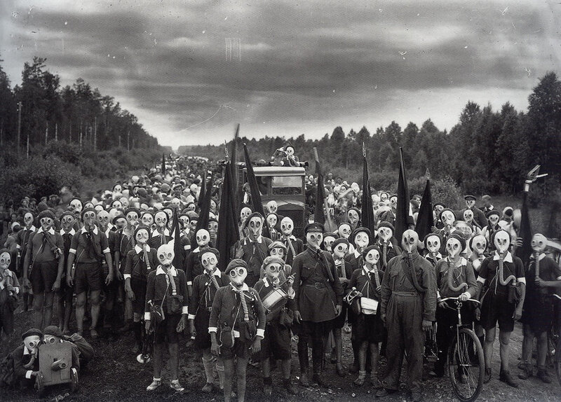 People in Gas Masks — Black, Dramatic, Photograph, Gas Masks