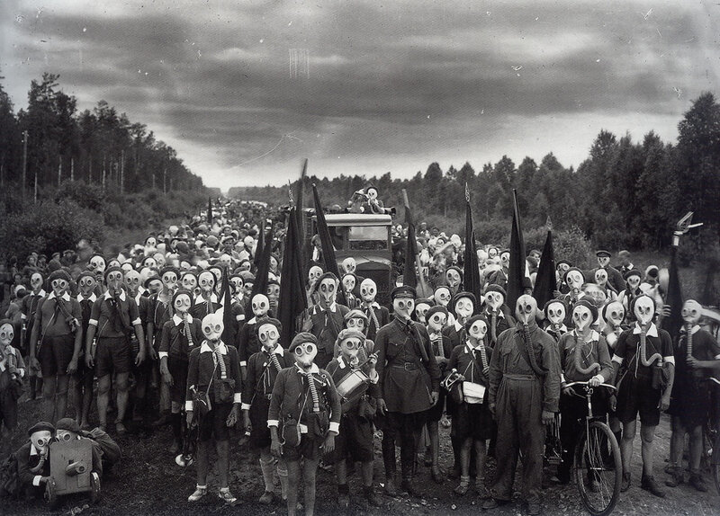 People in Gas Masks — Black