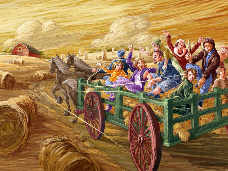 People in Hay Wagon