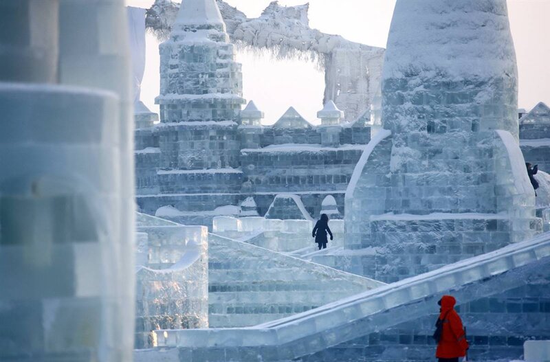 People in Ice Castle