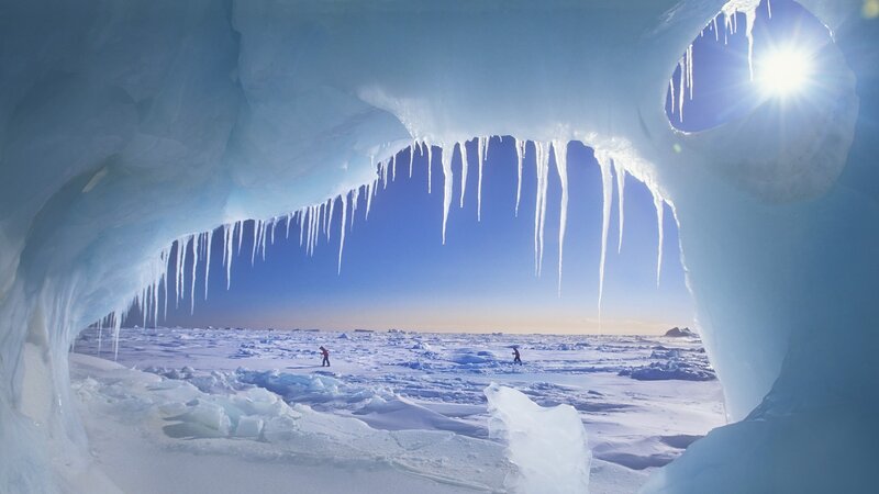 People in Ice Cave — Blue