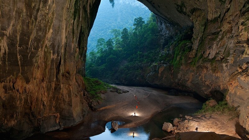 People in Large Cave