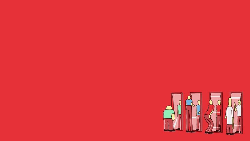 People in Mirrors — Red
