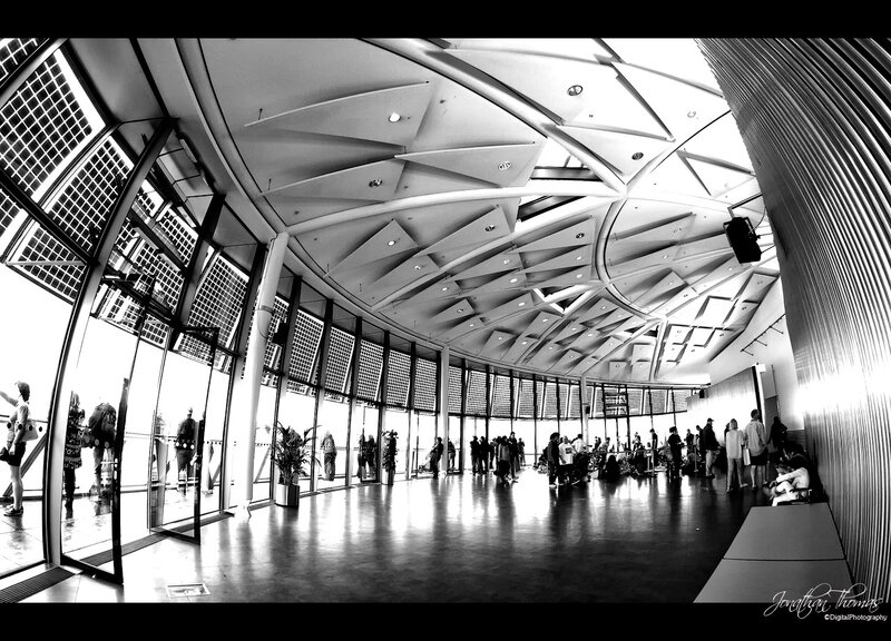 People in Modern Building