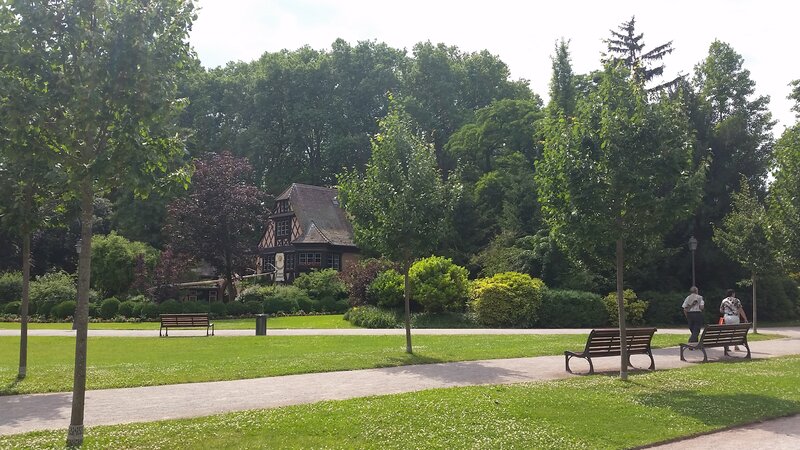 People in Park — Green, Serene, Afternoon, Photograph, Benches