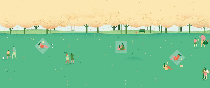 People in Park — Green, Serene, Autumn