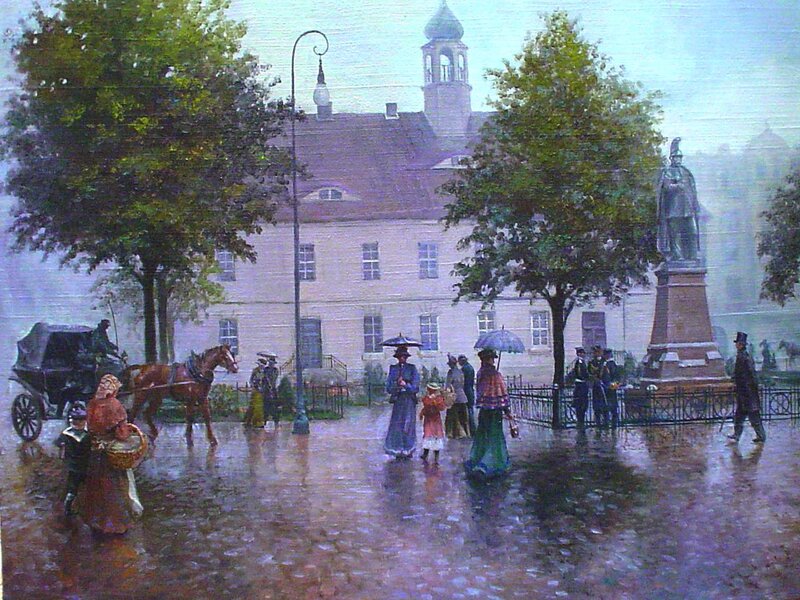 People in Rain on Street