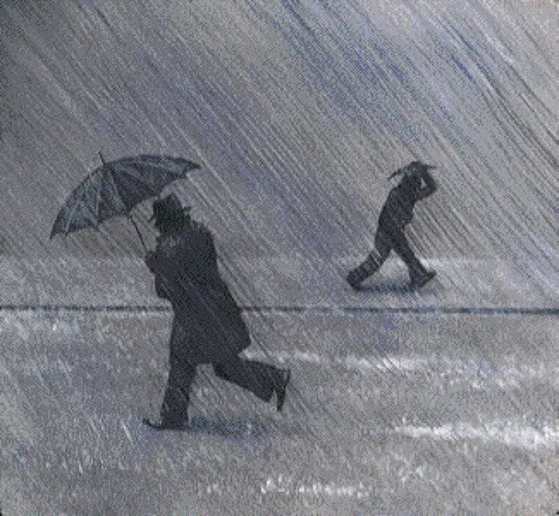 People in Rainstorm