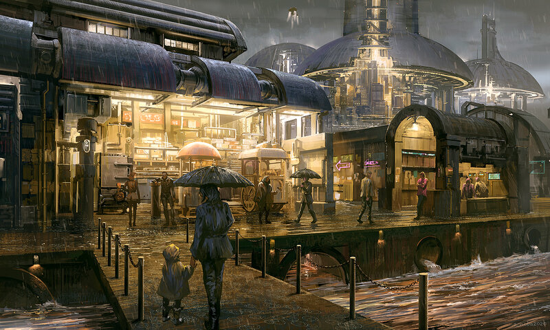 People in Rainy City — Gray
