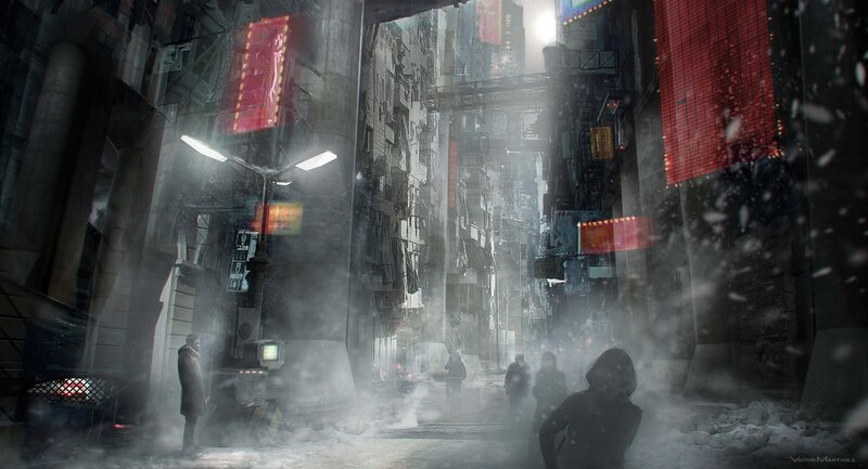 People in Snowy Alley