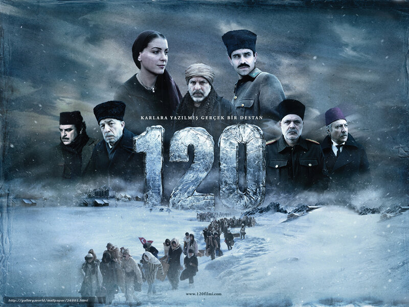 People in Snowy Landscape — Blue
