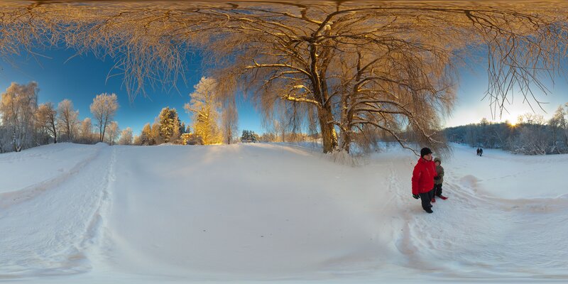 People in Snowy Landscape — White