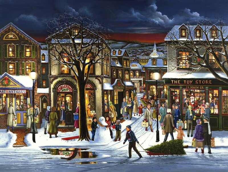 People in Snowy Town