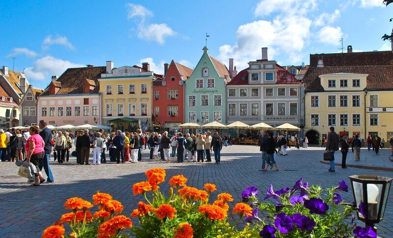People in Town Square — Orange