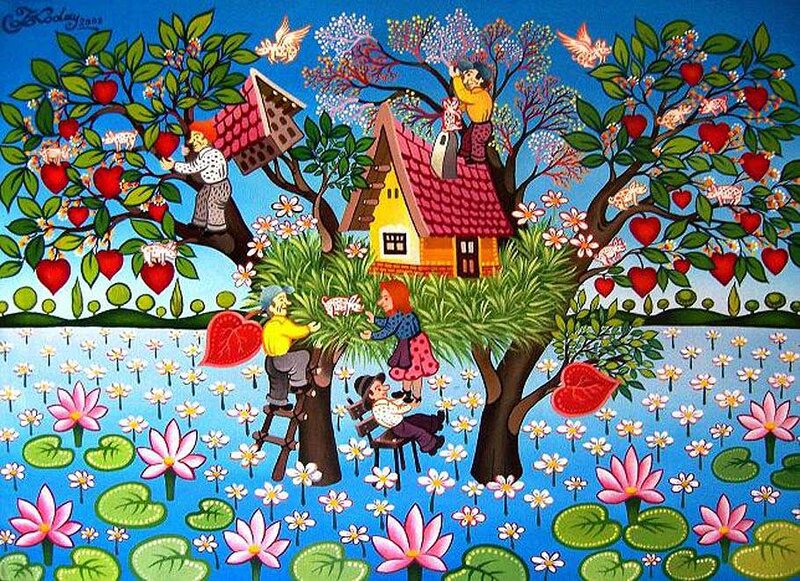 People in Treehouse Village