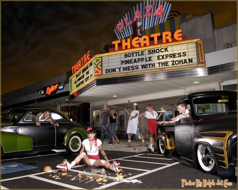 People in Vintage Cars and Costumes