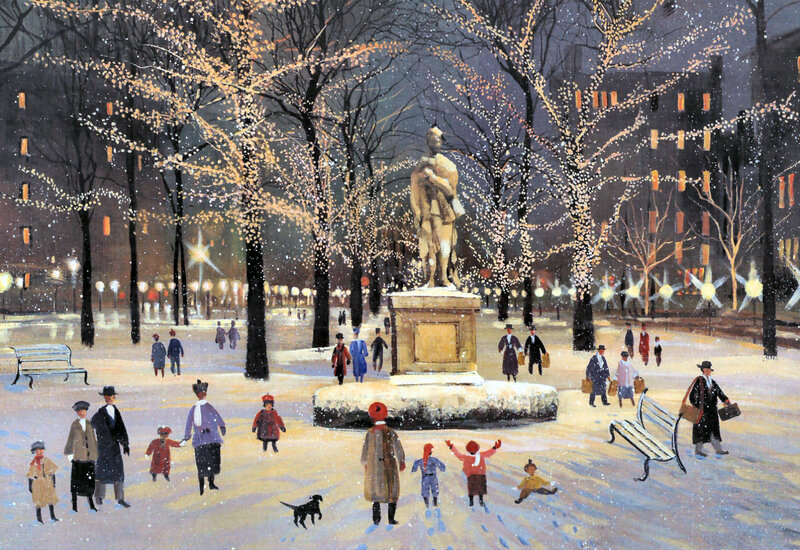 People in Winter Park — White, Festive